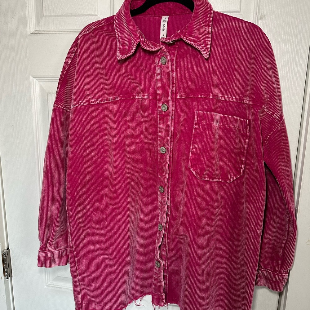 Pink Corduroy Button Down Shirt